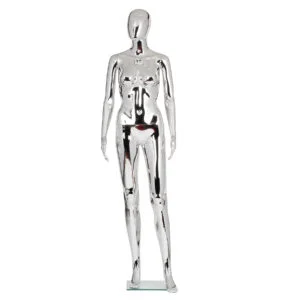 Women's silver chrome straight mannequin