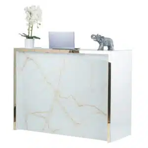 White marble reception desk
